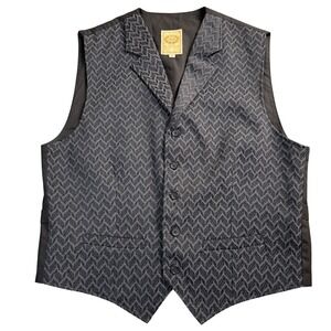 Wah Maker Frontier‎ Clothing Vintage USA Vest Mens Medium Gray Western Waistcoat